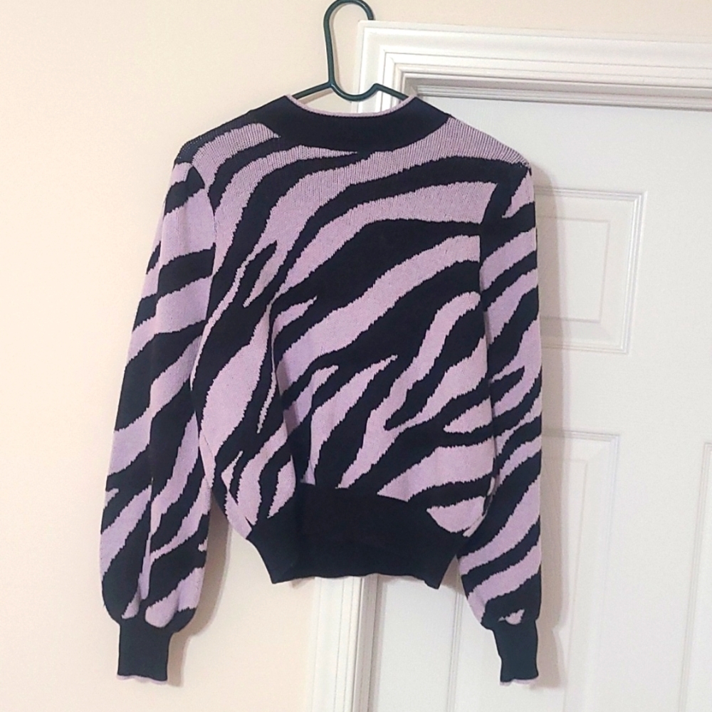 S Purple and Black high neck zebra sweater